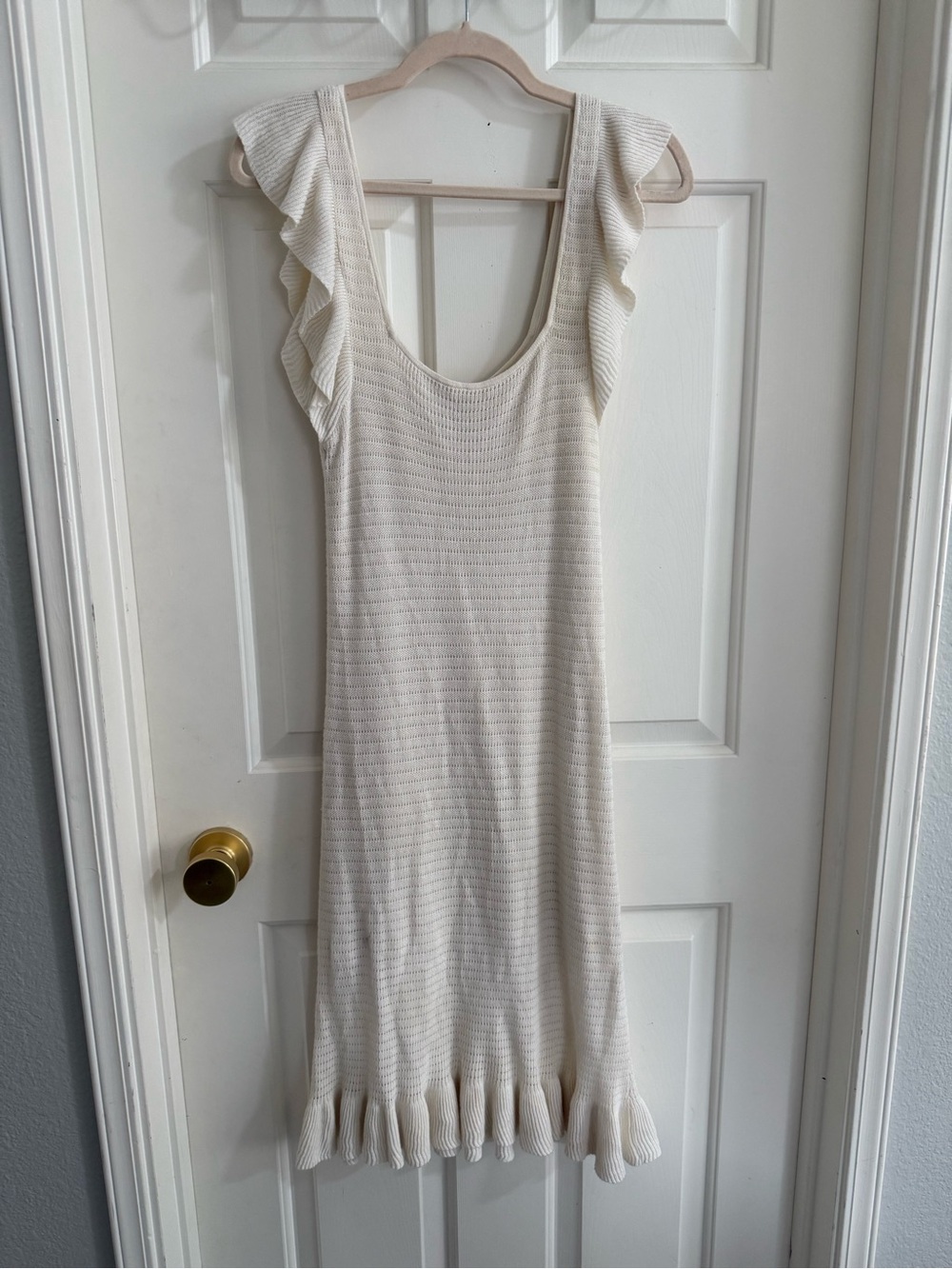 House of Harlow 1960 Cream Knit Ruffle Dress - Picture 3 of 5